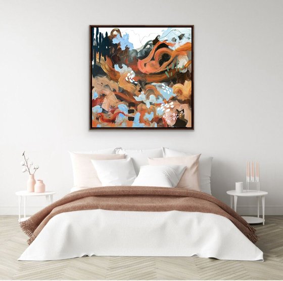 Dans le canyon - Original bold abstract landscape on canvas - Ready to hang