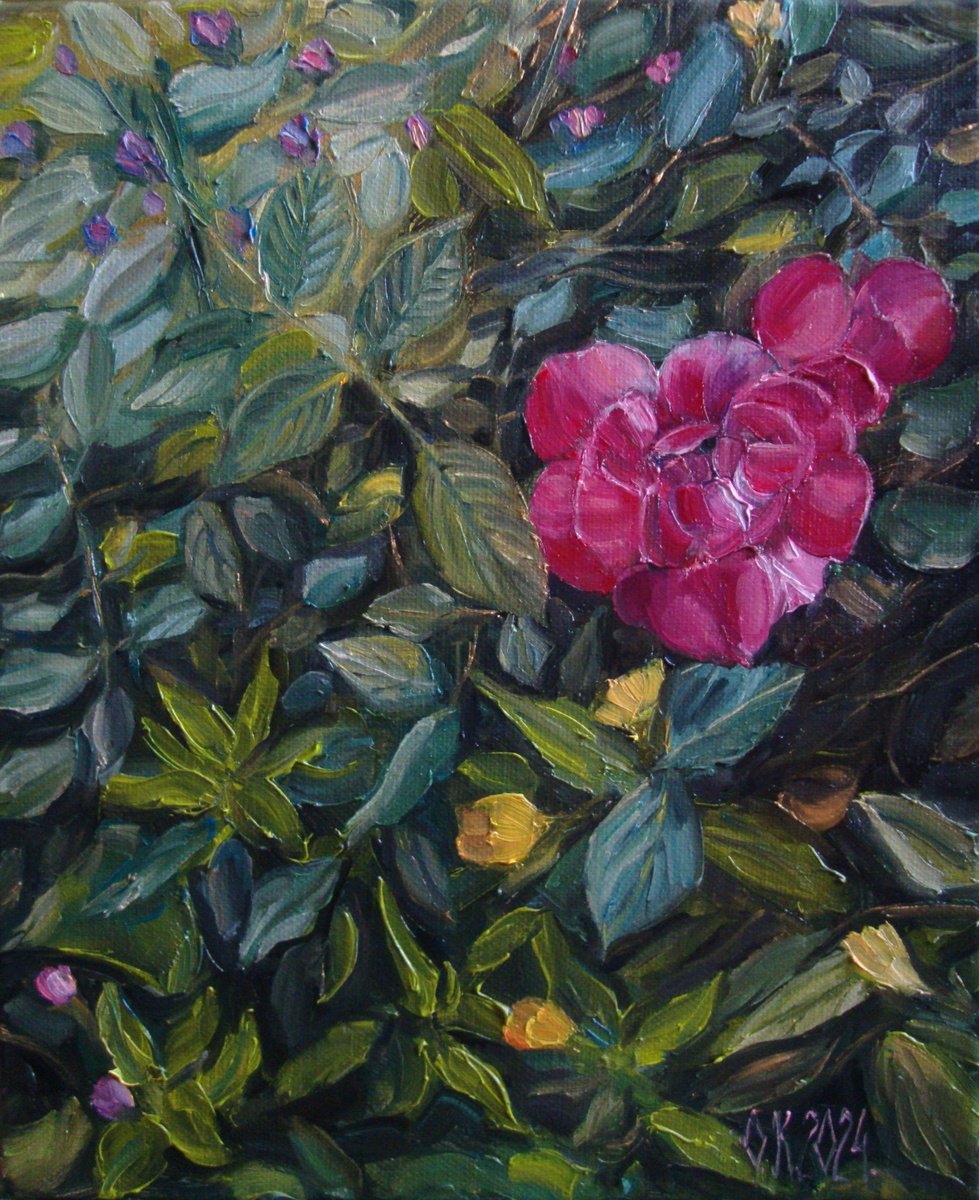 Impressionistic Botanical Oil Painting By Olga Knezevic, 10 X 12", In My Aunt