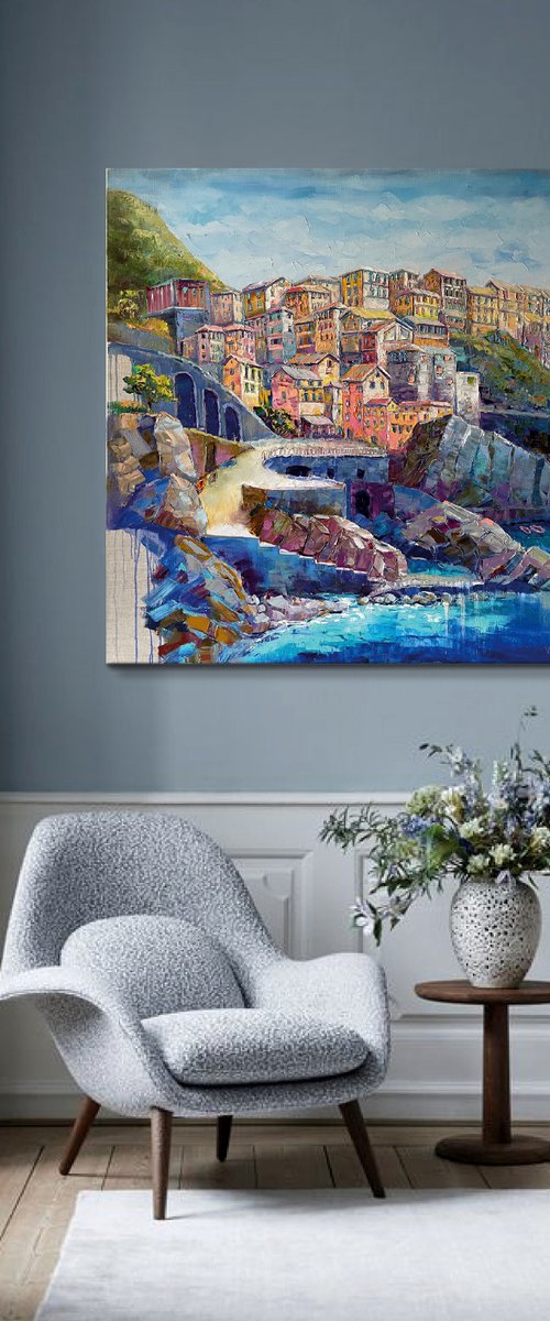 "Sea coast". Original oil painting. XXL size by Mary Voloshyna