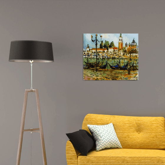 VENICE - Venetian landscape , original oil on canvas 62x73