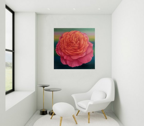 "Queen of beauty", rose painting , orange flower