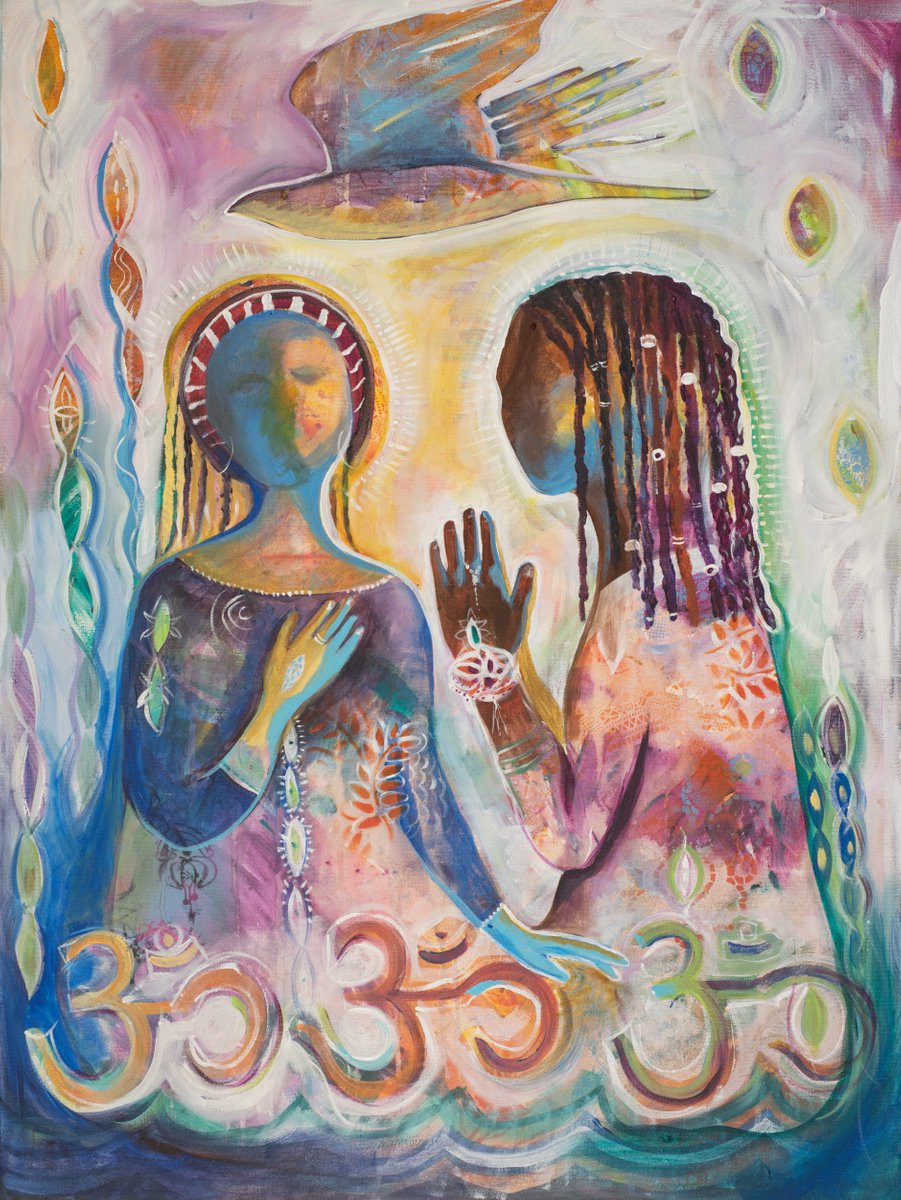 Expressive Portrait Acrylic Painting By Eliry Arts, 30 X 40, Healing Power Of Chanting, Original Artwork