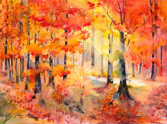 Autumn Light, Original watercolour painting