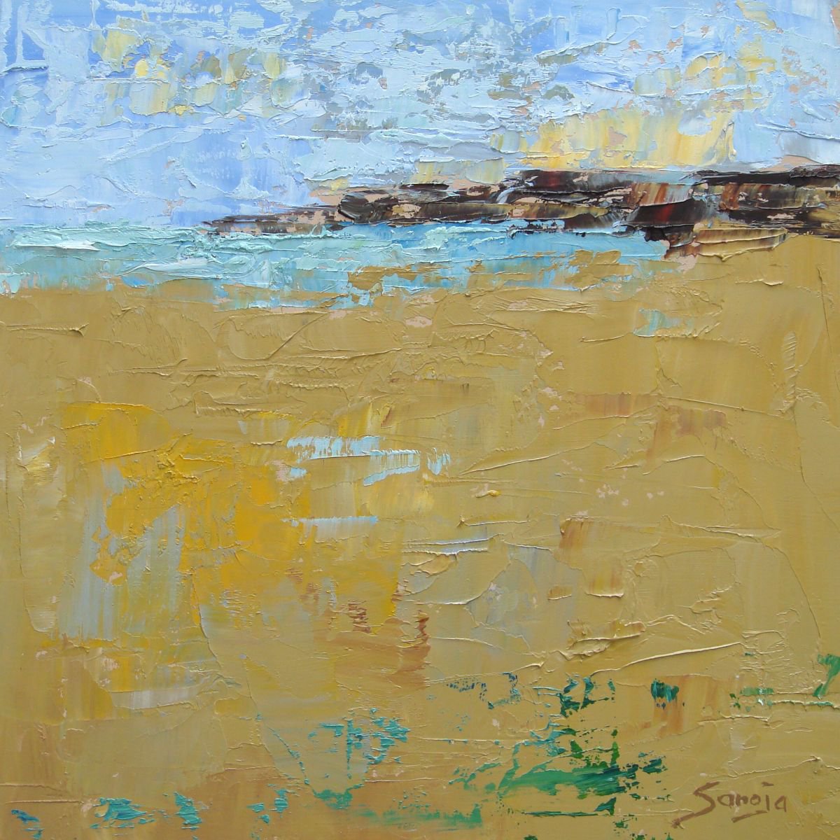 Sandy Beach (Ref#:1158-19Q) By Saroja Van Der Stegen, 9 X 9, Artwork For Sale On Artfinder