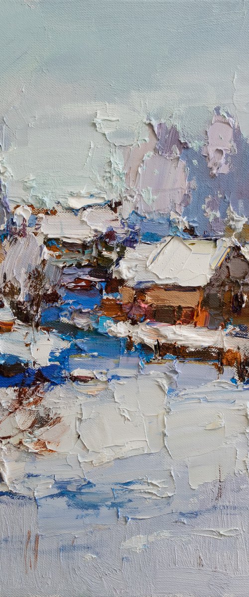 Winter Landscape - Original oil Landscape painting by Anastasiia Valiulina