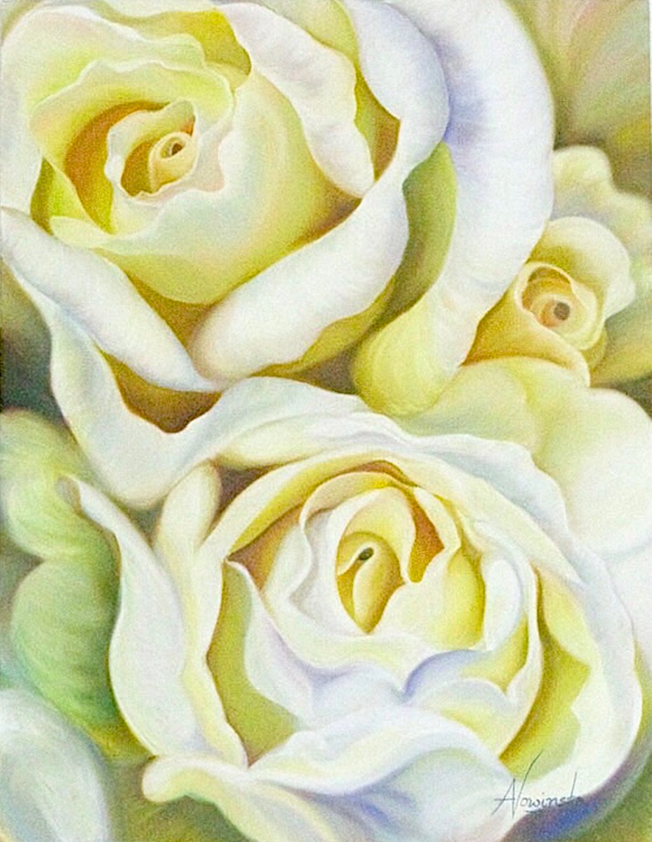 Impressionistic Painting , Innocence- Rose Painting By Anita Nowinska, 30 X 36, Artwork For Sale On Artfinder