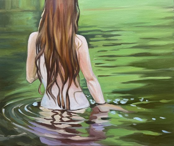 Woman. Lake