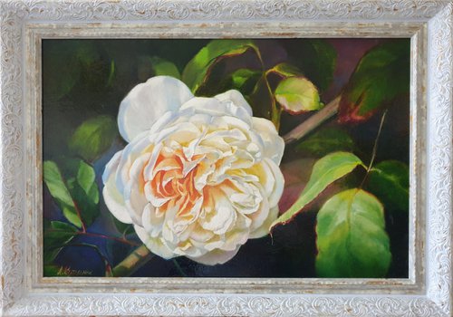 "Lanfren-Lanfra. "  rose flower  liGHt original painting  GIFT (2019) by Anna Bessonova (Kotelnik)