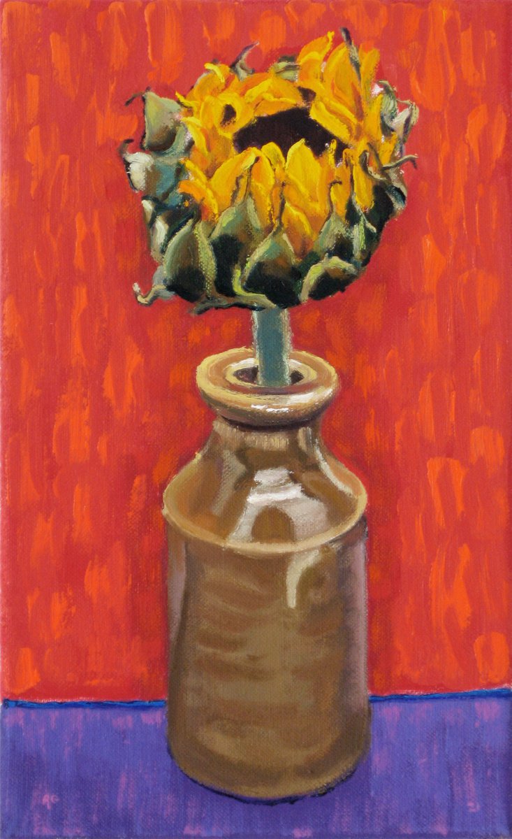 Sunflower in a Ceramic Jar by Richard Gibson