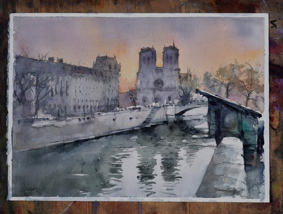 Notre Dame at dusk