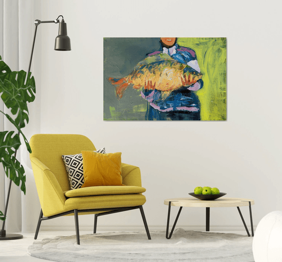 Self-Portrait with Fish