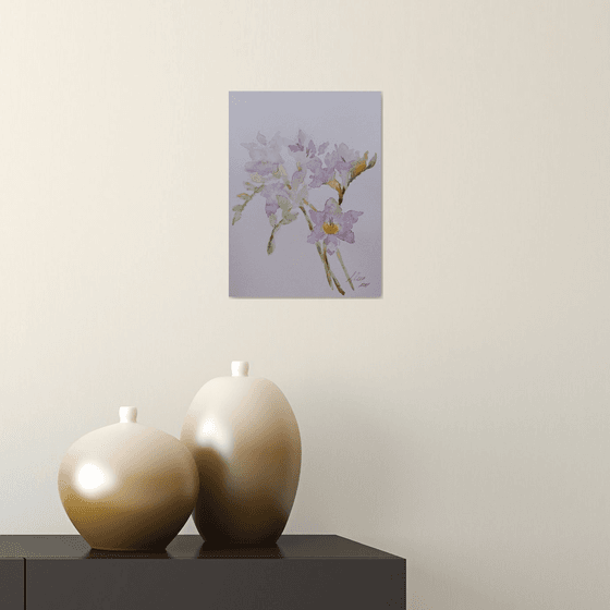 Freesias # 3 original watercolour painting.