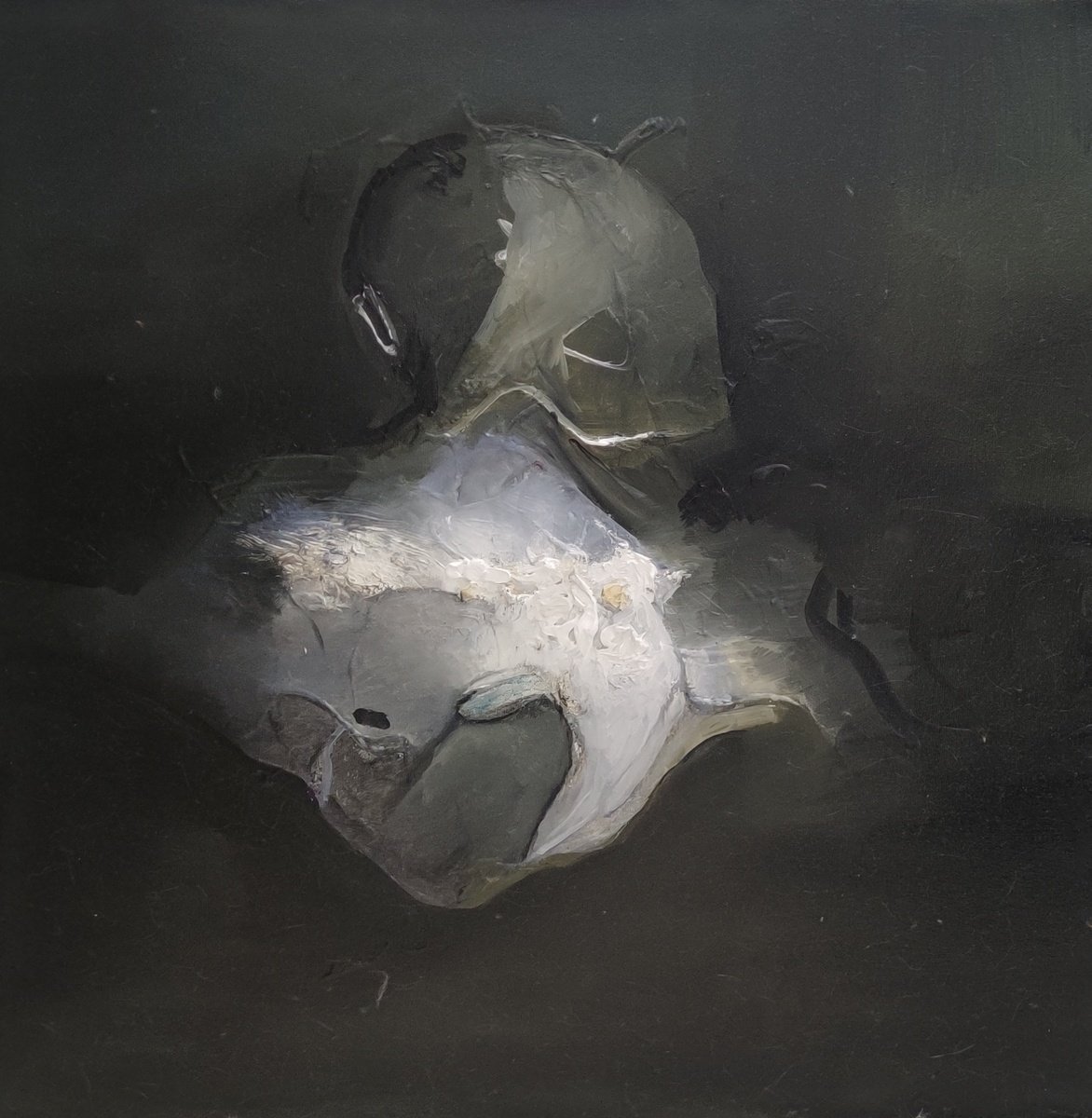 Abstract Portrait Oil Painting By Mladen Ilic, 24 X 24", Flow, Original Artwork