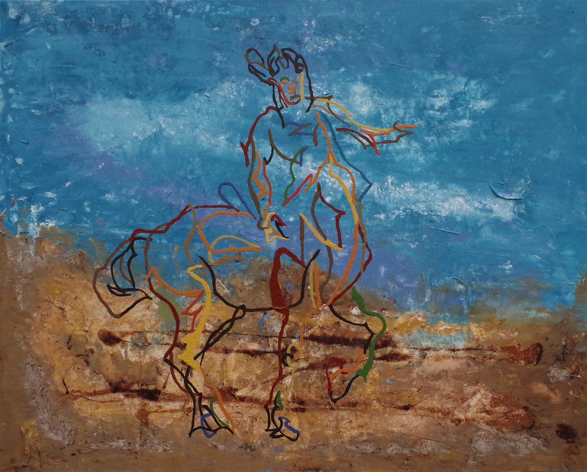 Expressive Portrait Acrylic Painting By Uli Lachelt, 55 X 44", Iii 14 - Self Portrait, Original Artwork