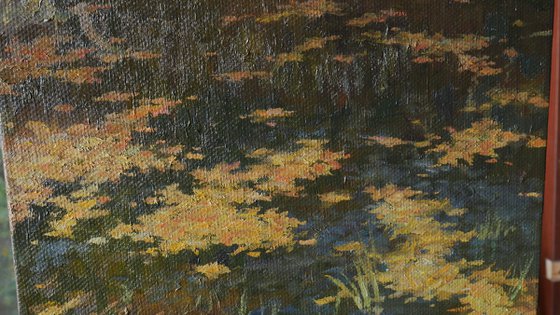 Near The Old Pier - river autumn landscape painting
