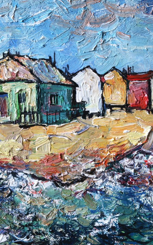 Sea little houses. by Nikifor Swiristuhin