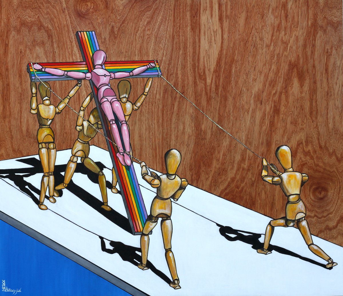 Surrealistic Still Life Oil Painting By Antonio Maggio Carluccio, 55 X 47, The Bullies, Original Artwork