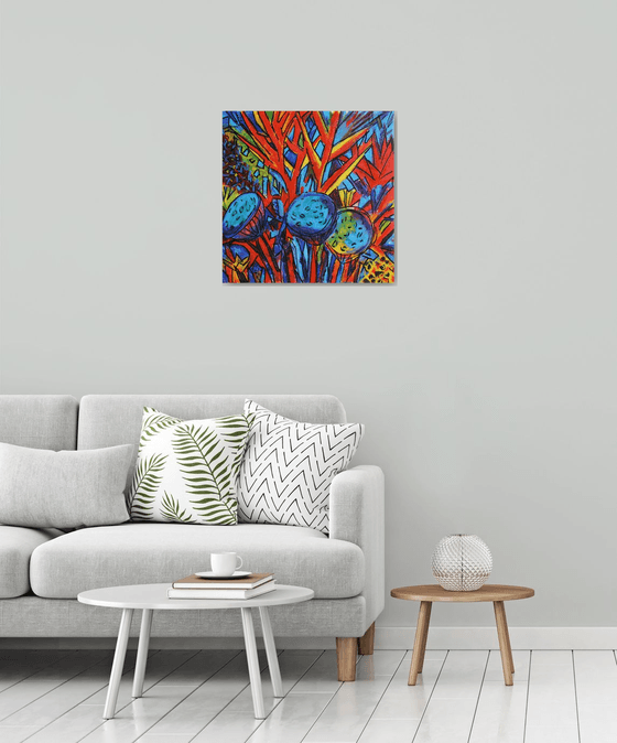 Floral Abstract Composition /  ORIGINAL PAINTING