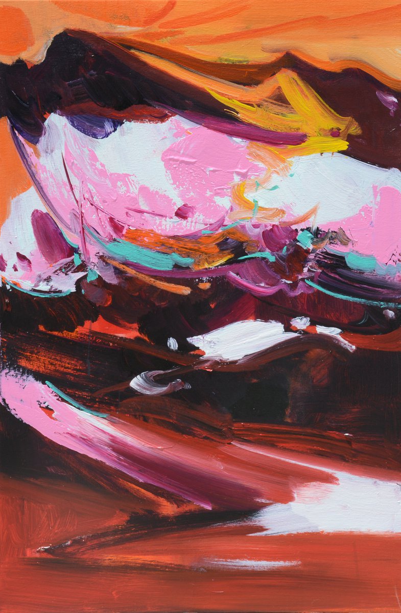 Abstract Acrylic Painting By Jianzhe Chon, 24 X 35, Rhythm 019, Original Artwork