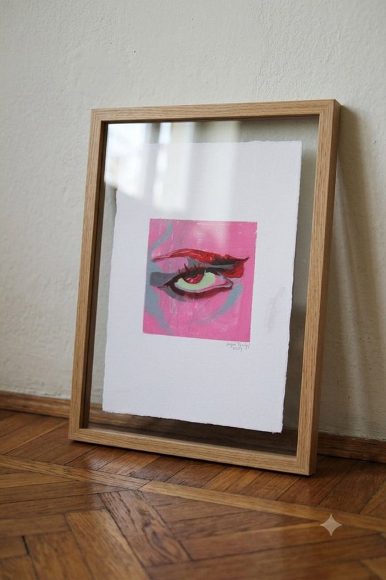 Eye 2 Pop art eyes in a pink square