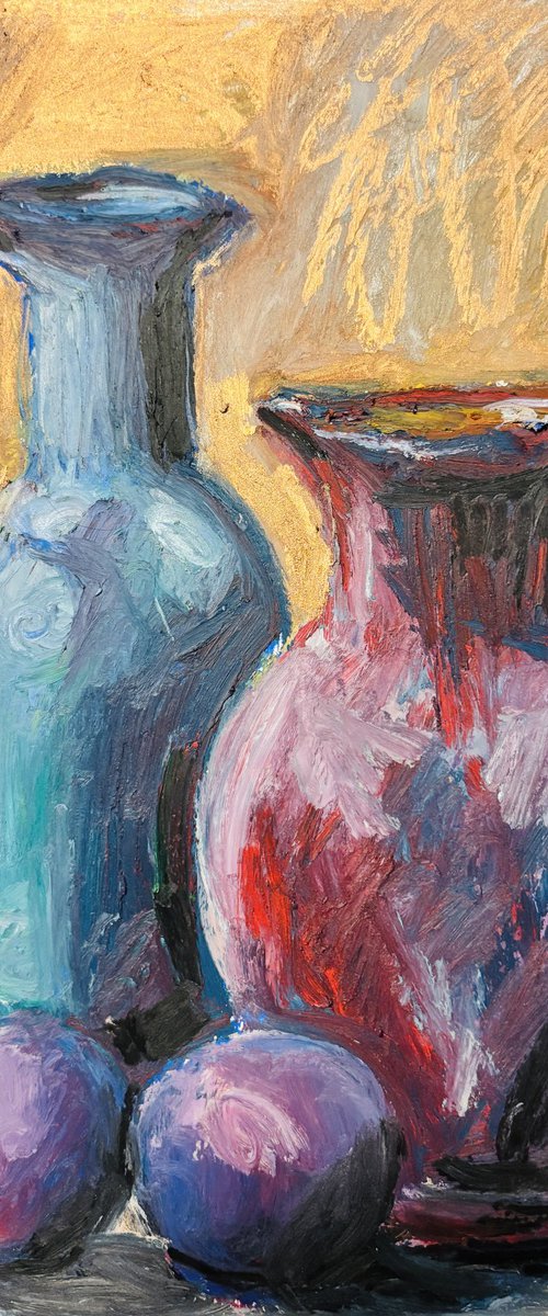 Still life with plums by Harriet Cosgrove
