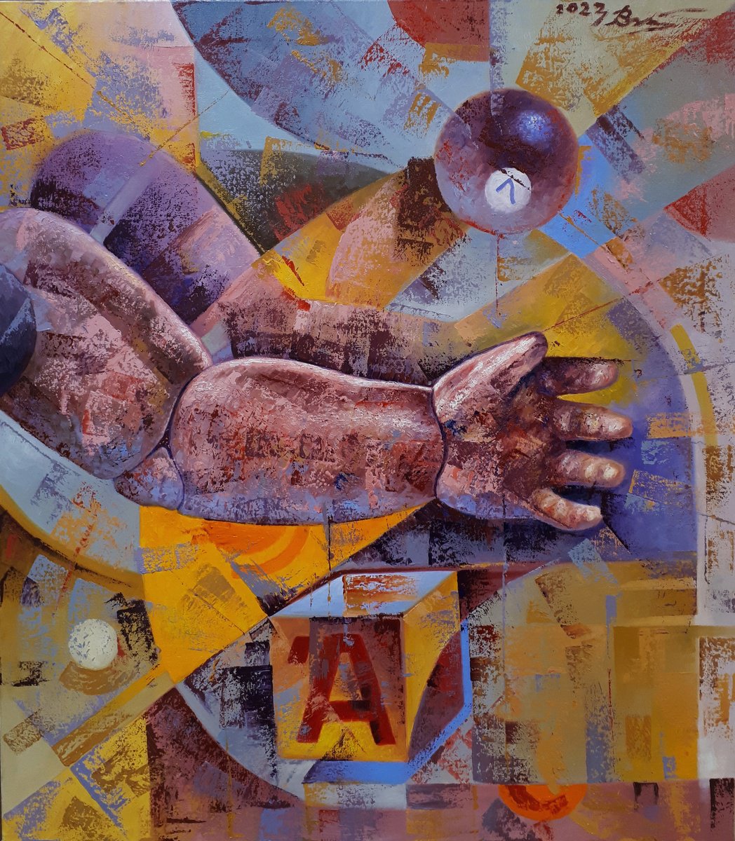 Urban And Pop Still Life Oil Painting By Serhii Voichenko, 28 X 32", Play With Doll, Original Artwork