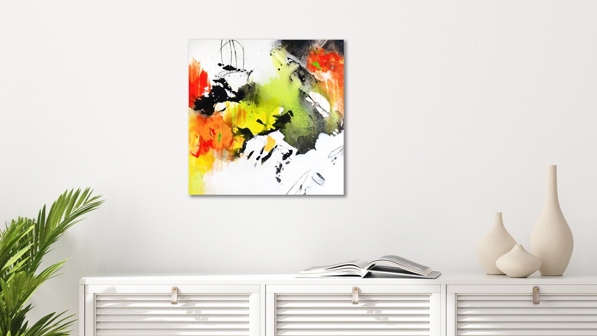 Abstract Acrylic Painting By Kirsten Handelmann, 16 X 16", Autumn Leaves, Original Artwork