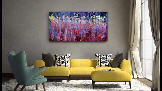 "Sound Wave" - FREE WORLDWIDE SHIPPING - Original Large PMS Oil Painting On Canvas - 48 x 24 inches