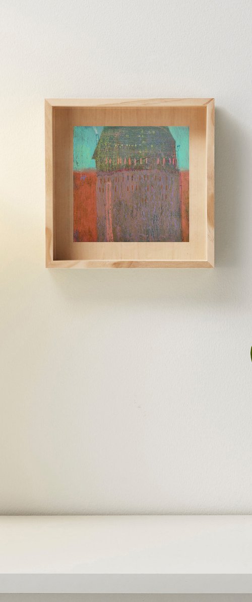 Tiny house - small painting on canvas board by Ayna Paisley