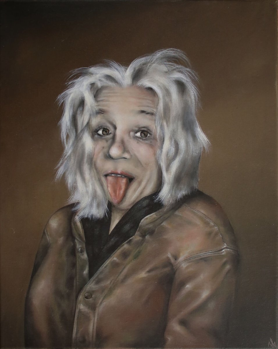 Surrealistic Portrait Oil Painting By Vanessa T Stefanova, 16 X 20", No Woman Geniuses, Original Artwork
