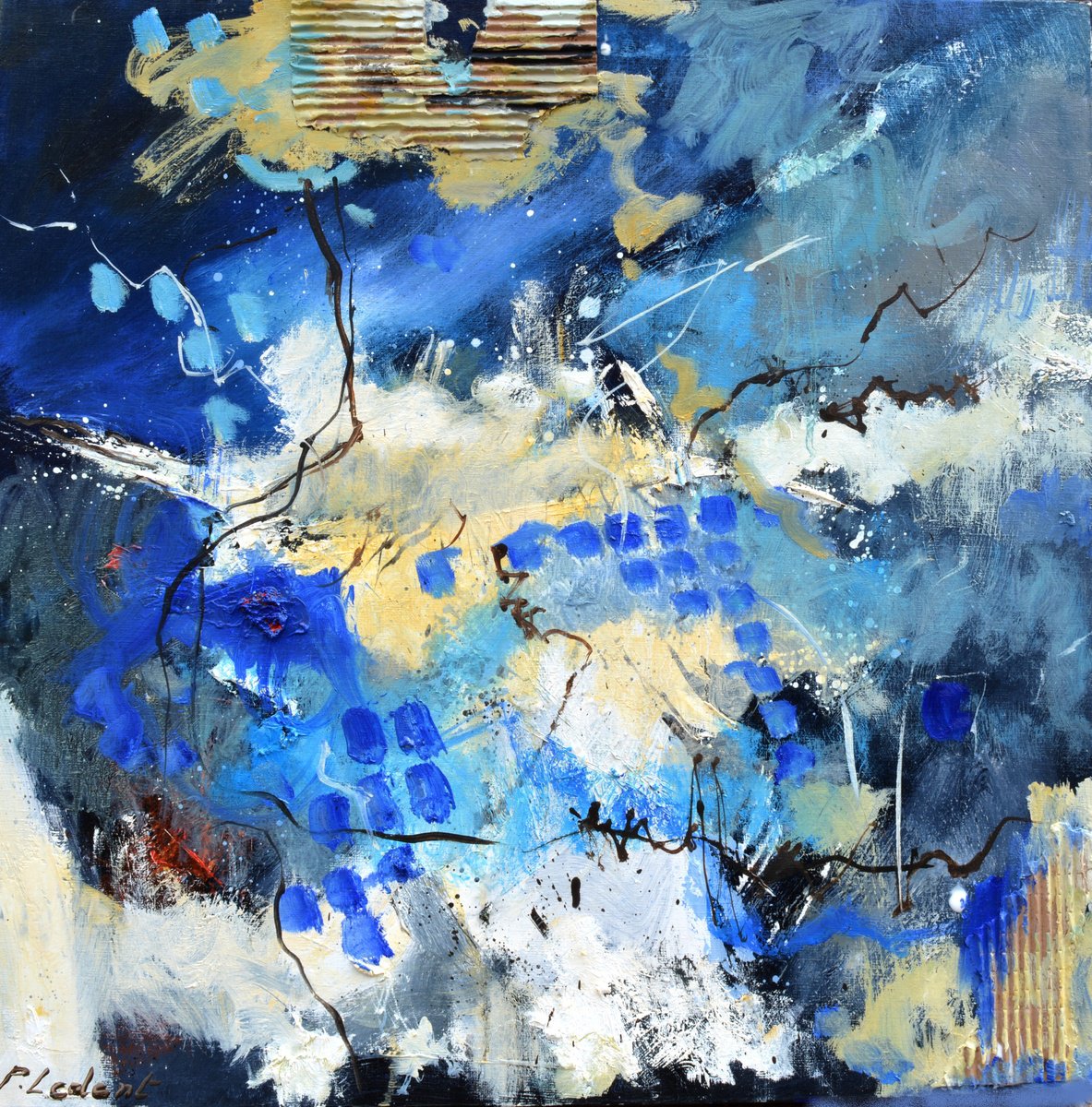 Abstract Oil Painting By Pol Henry Ledent, 24 X 24", Bonaparte