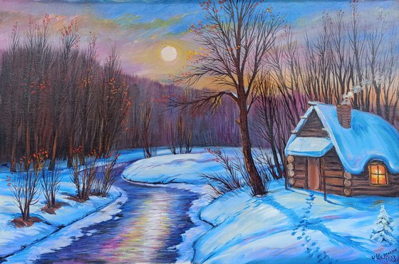 A fairytale winter (40x60cm, oil painting, ready to hang)