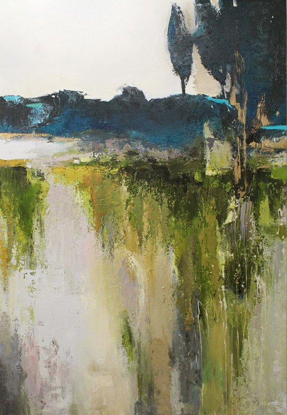 "Northern forest" Green abstract nature art