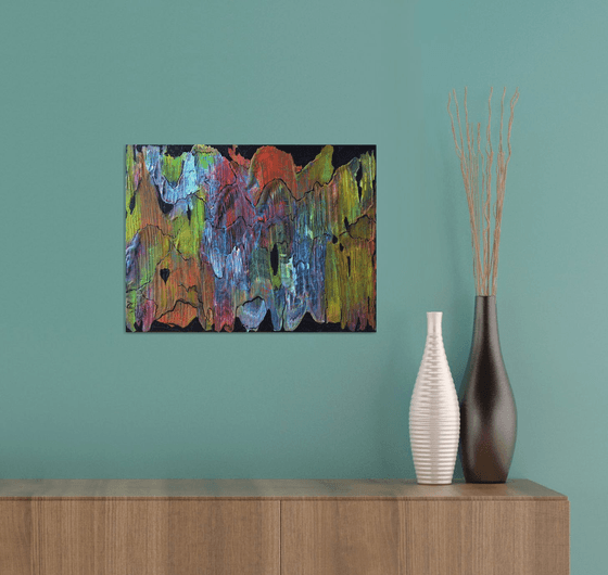 Magnetic light - abstract - free shipping - ready to hang - palette knife - fluid - ink - acrylic
