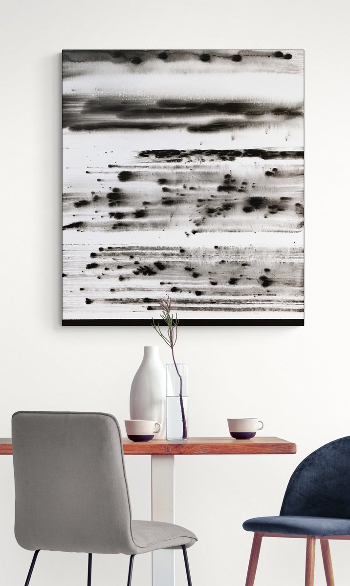 Abstract Acrylic Painting By Cristina Dalla Valentina, 28 X 31, Blurry Times 3, Original Artwork