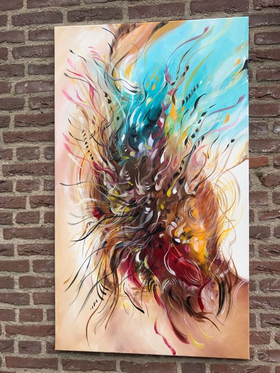 " Joyful life  " / XXL Large abstract painting / 70x120cm (28x48")