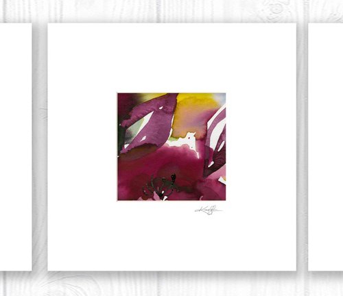 Abstract Florals Collection 3 - 3 Flower Paintings in mats by Kathy Morton Stanion by Kathy Morton Stanion