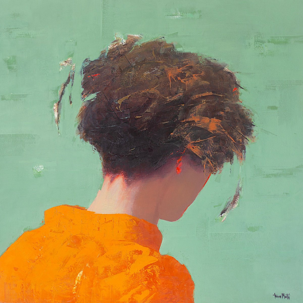 Expressive Portrait Oil Painting By Tomasa Martin, 20 X 20", Anonymous Woman, Original Artwork