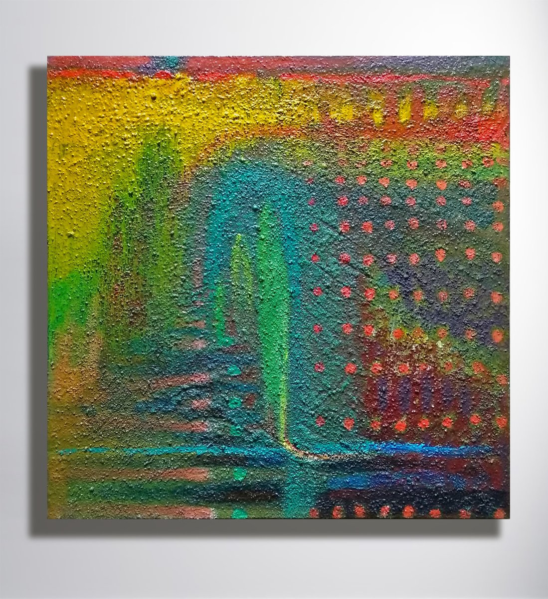 Impressionistic Landscape Acrylic Painting By Marya, 20 X 20", "Golden Evening", Original Artwork