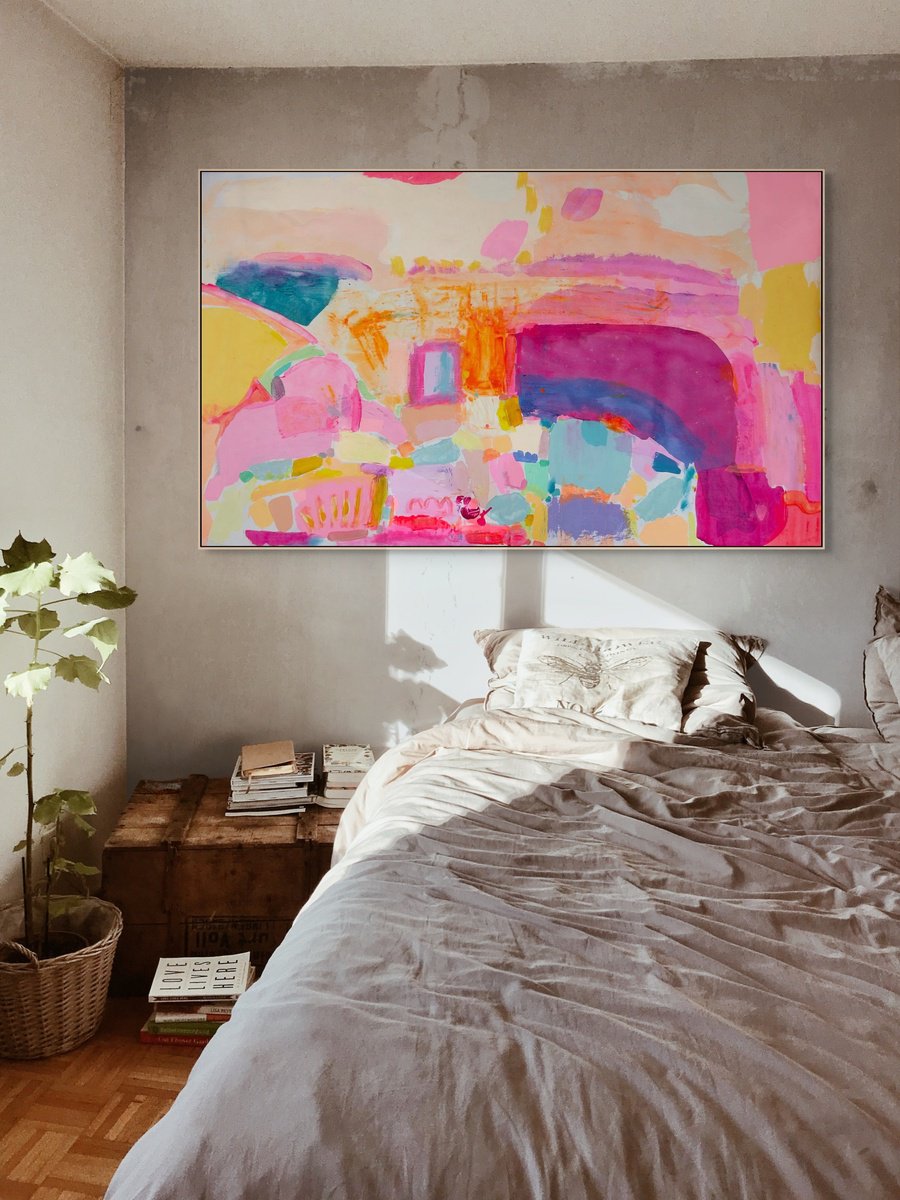 Organic Abstract Acrylic Painting By Kathryn Sillince, 69 X 43", 