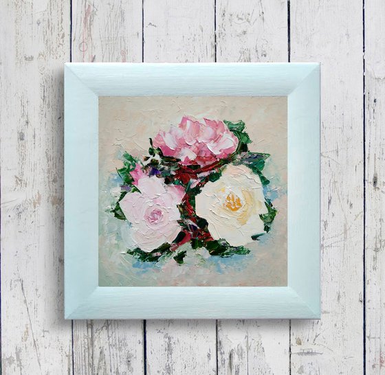 Peonies Painting Original Art Small Floral Wall Art Abstract Peony Flower Artwork