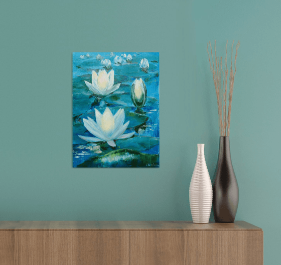 White waterlilies