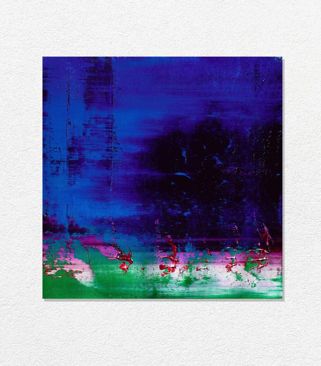 Abstract Oil Painting By Vadim Shamanov, 13 X 13", Dynamic Art Sketch Iv, Original Artwork