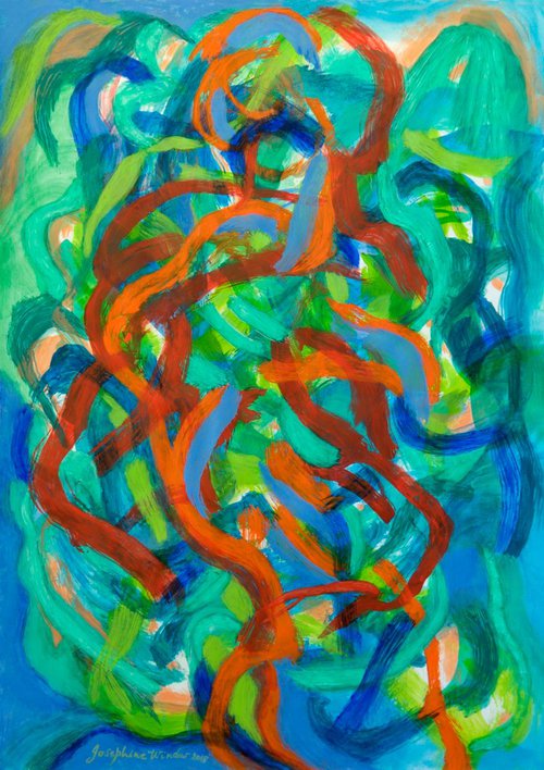 Rhythms #1 - Blue, Orange - Green, Red by Josephine Window