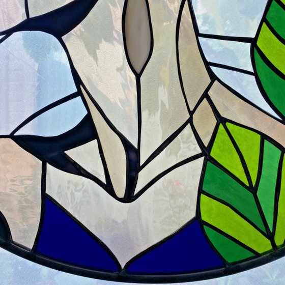 Art Deco Woman Stained Glass Panel