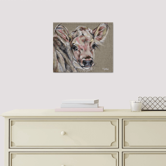 Edith - Cow Calf original oil painting on linen