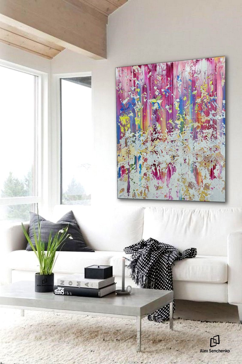 Abstract Acrylic Painting By Alex Senchenko, 39 X 47, Abstract 2361, Original Artwork