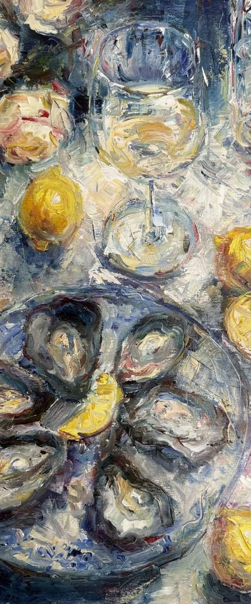 Still life with oysters by Liubou Sas
