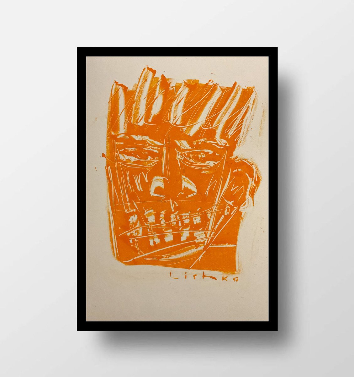 Expressive Portrait Limited Edition Print By V. Lishko, 8 X 12", Portrait, Original Artwork