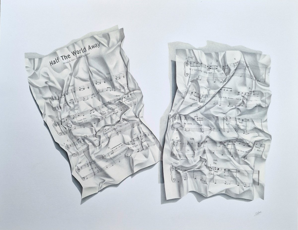 Photorealistic Still Life Pencil Drawing By Daniel Shipton, 29 X 23, Oasis: Half The World Away, Original Artwork